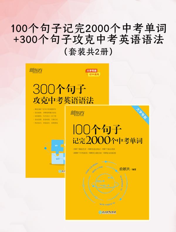 100个句子记完2000个中考单词+300个句子攻克中考英语语法（共二册）